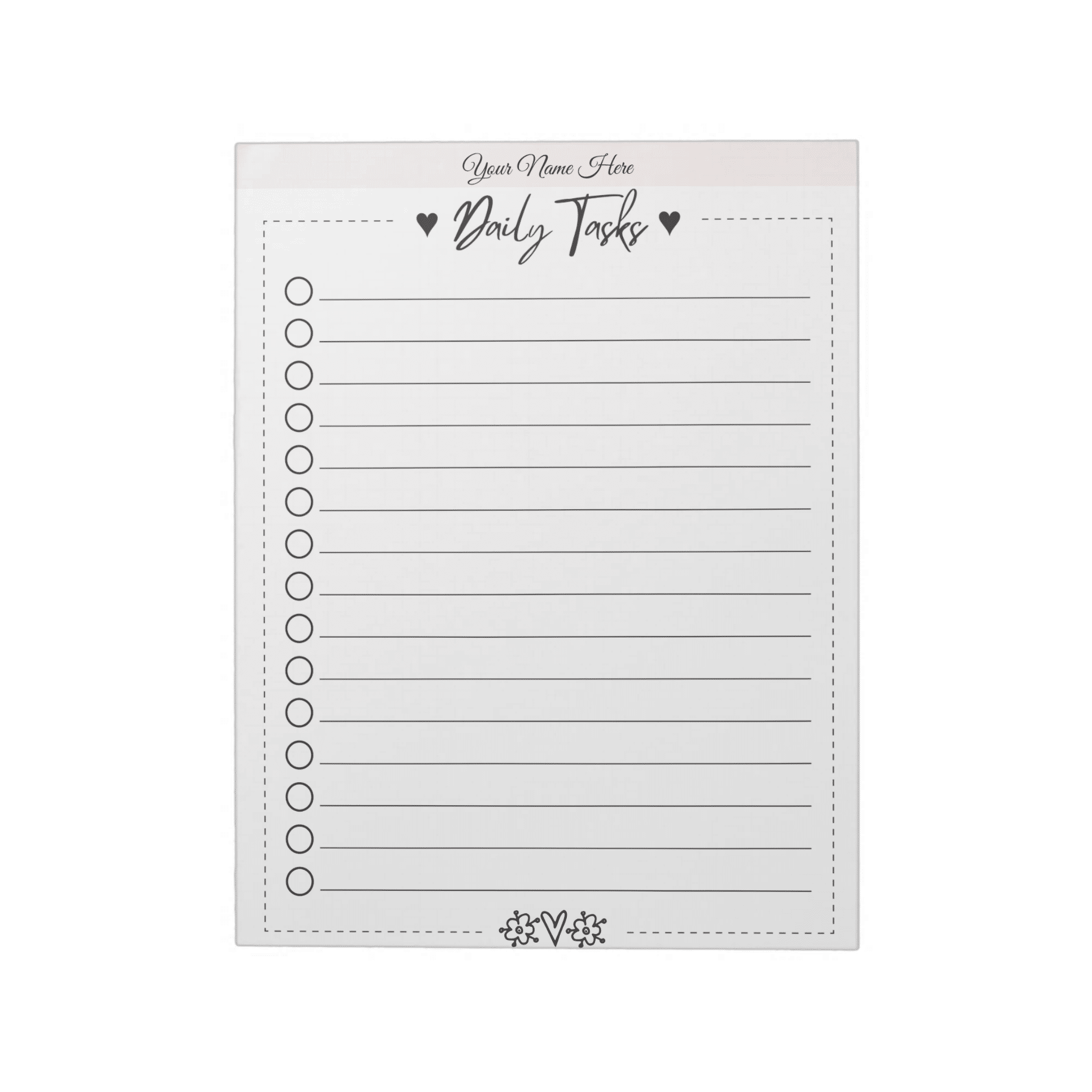 Daily tasks to do list custom notepad ashley yeo