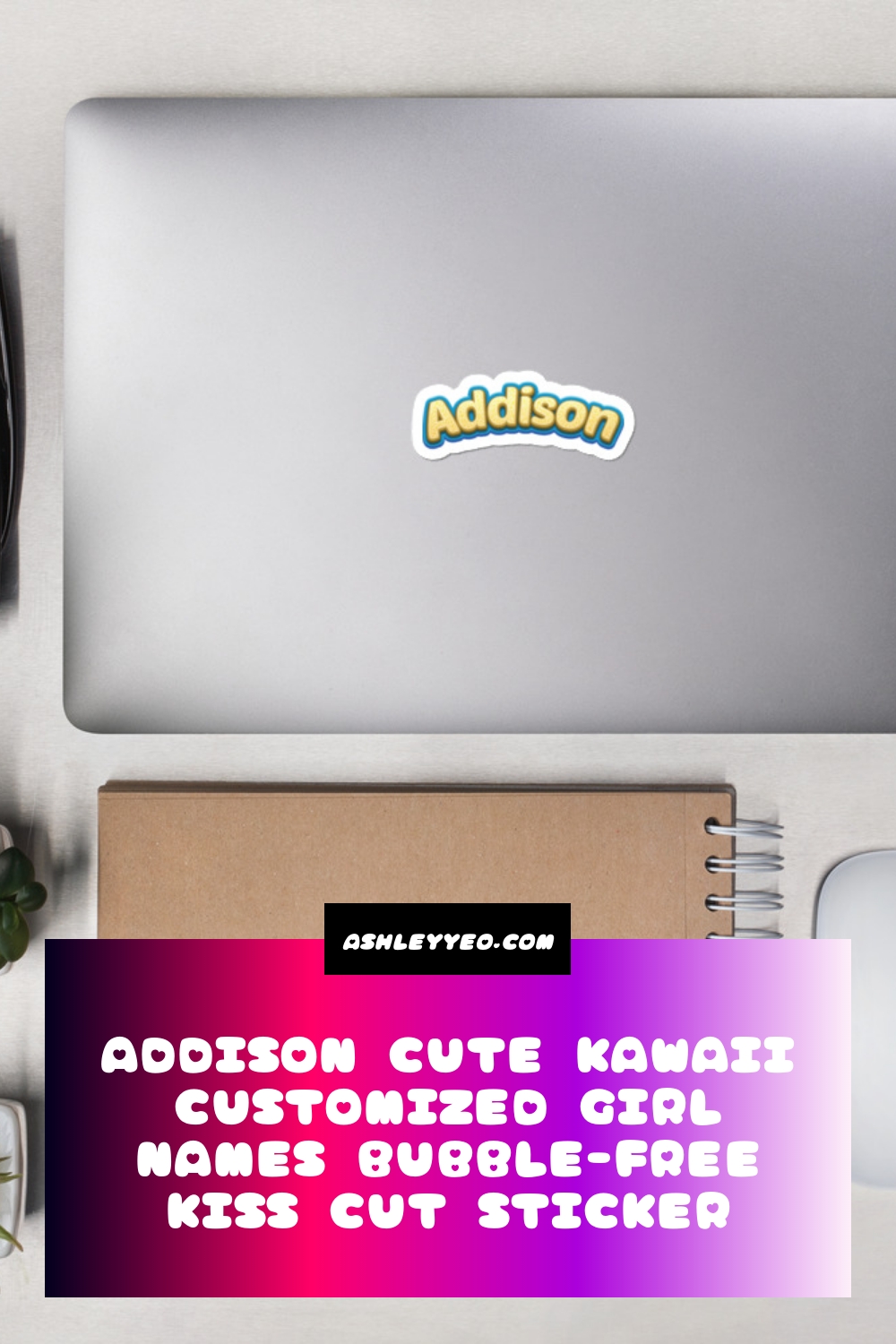 Addison Cute Kawaii Customized Girl Names Bubble-Free Kiss Cut Sticker