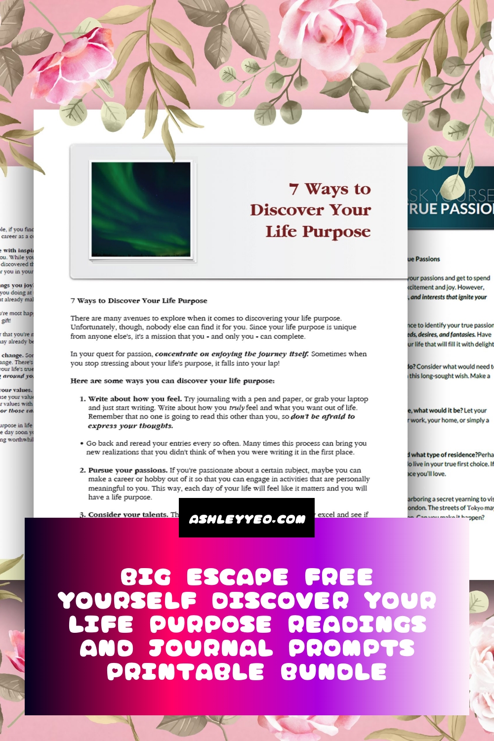 Big Escape Free Yourself Discover Your Life Purpose Readings and Journal Prompts Printable Bundle