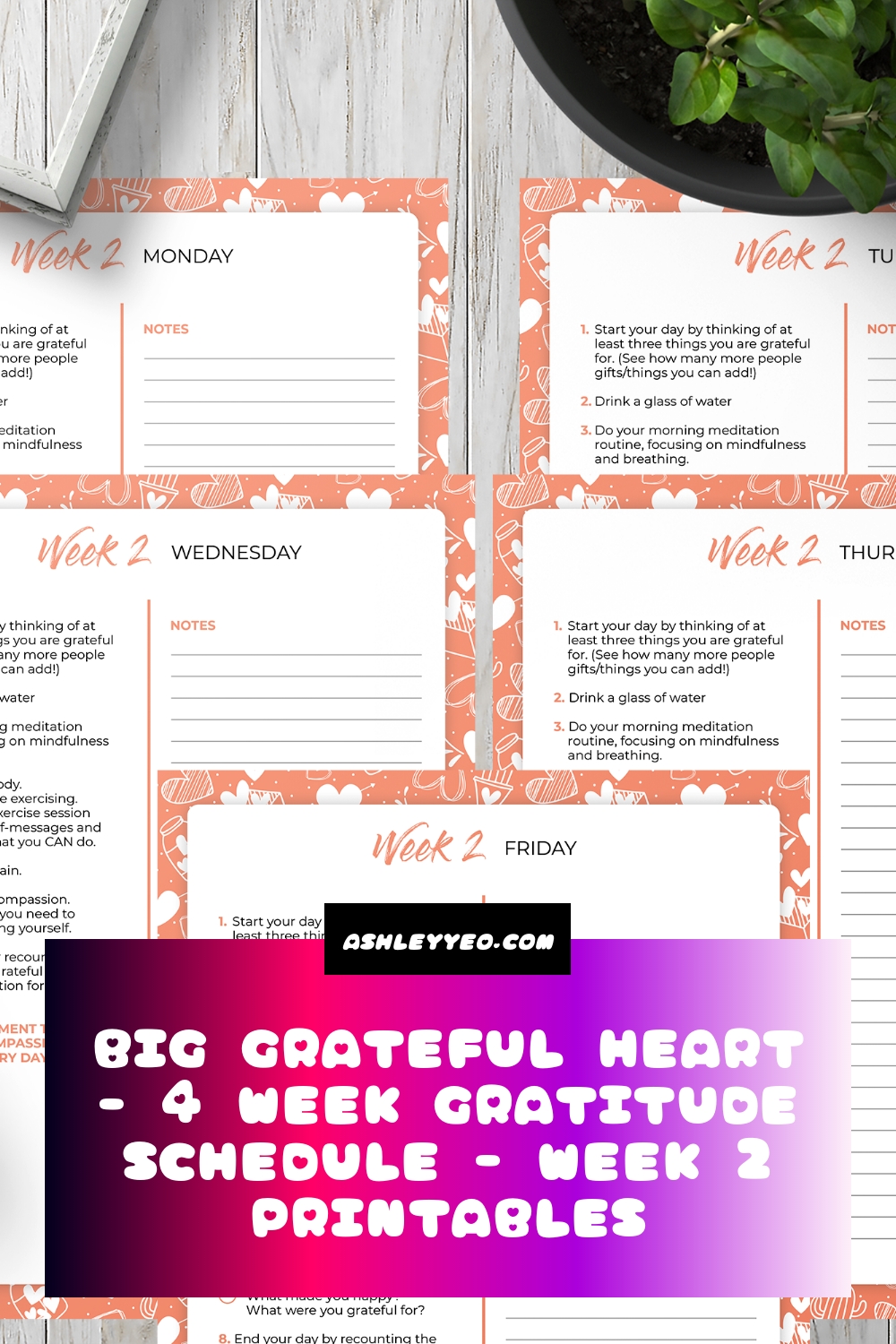 Big Grateful Heart – 4 Week Gratitude Schedule – Week 2 Printables