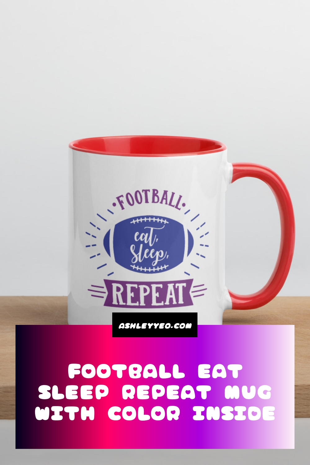 Football Eat Sleep Repeat Mug with Color Inside